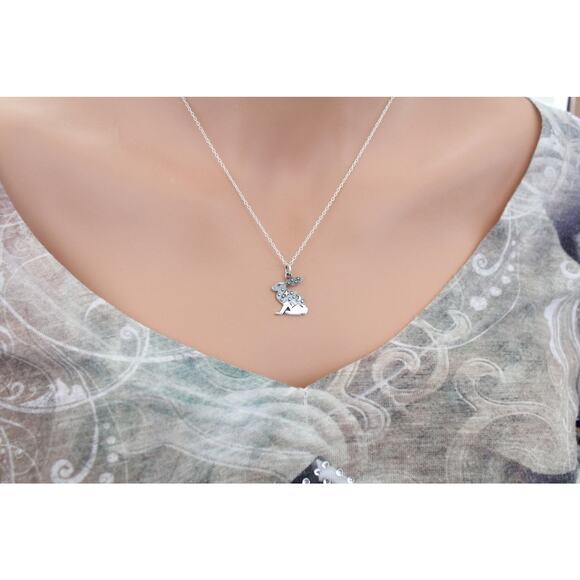 Sterling Silver Hare Charm with Bronze Star and Moon Necklace - Picture 3 of 4